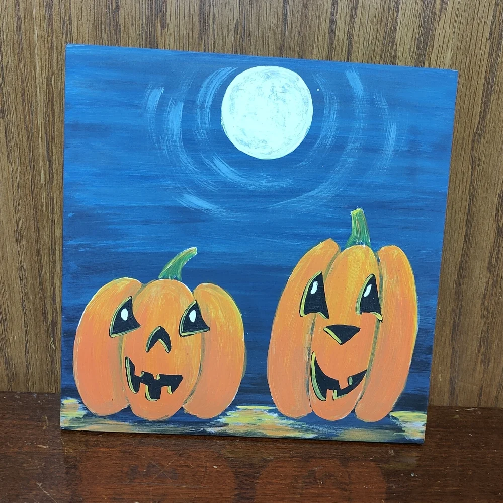 Halloween Pumpkins Under the Full Moon, 8x8